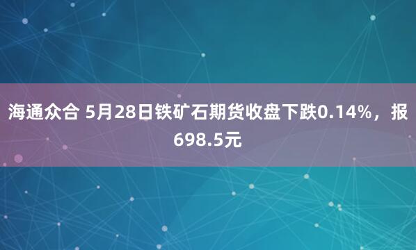 海通众合 5月28日铁矿石期货收盘下跌0.14%，报698.5元