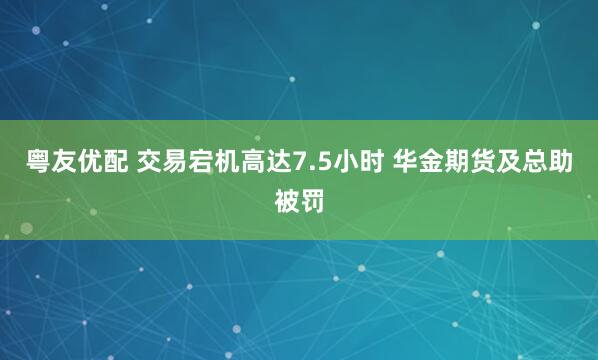 粤友优配 交易宕机高达7.5小时 华金期货及总助被罚