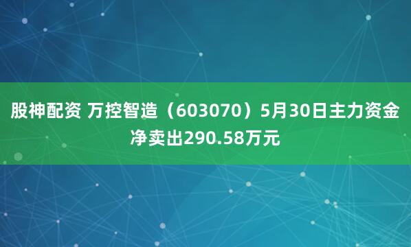 股神配资 万控智造（603070）5月30日主力资金净卖出290.58万元