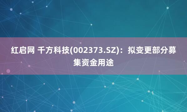 红启网 千方科技(002373.SZ)：拟变更部分募集资金用途