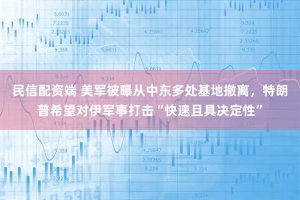 民信配资端 美军被曝从中东多处基地撤离，特朗普希望对伊军事打击“快速且具决定性”